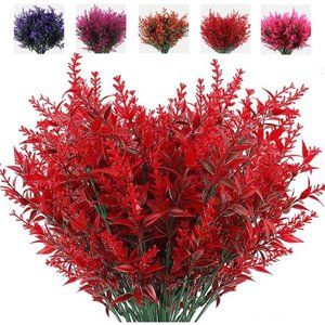 8 Bundles Artificial Outdoor Flowers Faux Outdoor Plant Plastic Lavender Bouquet